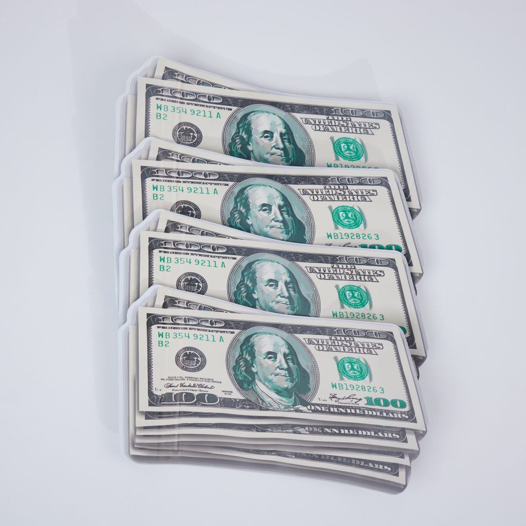Custom Printed Flat Banknote-Shaped Mylar Pouch for Candy, Snacks, Gifts and Promotional Product Packaging