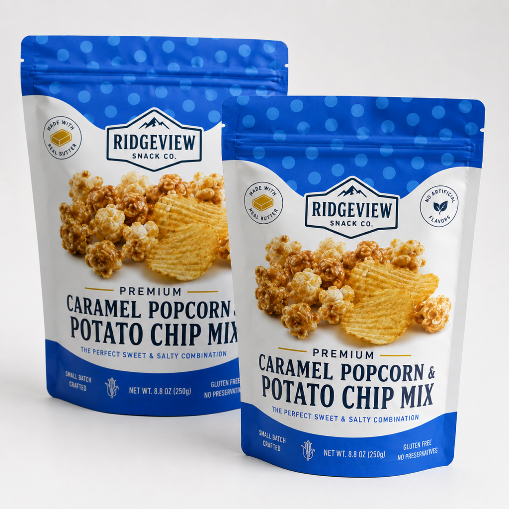 Custom Printed Stand-Up Zipper Pouches for Popcorn, Potato Chips and Snack Mixes