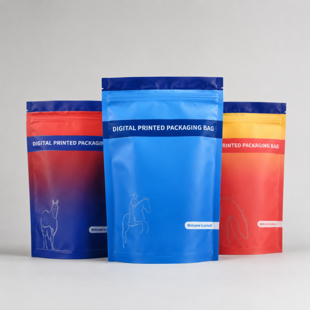Custom Digitally Printed Stand-Up Zipper Pouches for Snacks and Retail Packaging