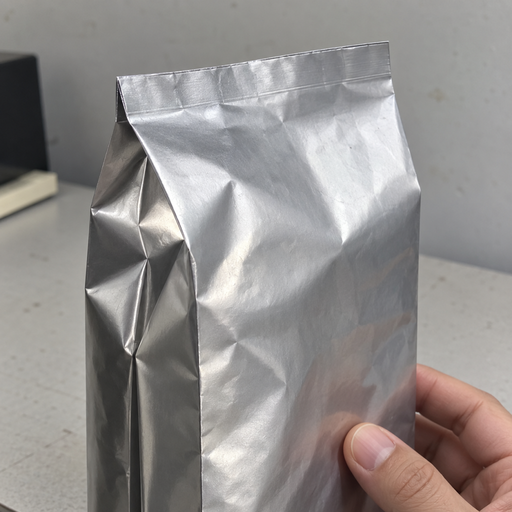 Custom Silver Foil Side Gusset Bags with Heat-Sealable Top for Coffee, Tea and Dry Food Packaging